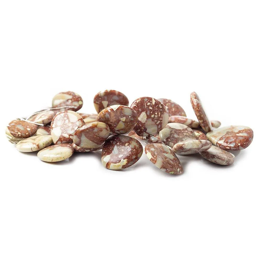 11 - 17mm Red and Grey Brecciated Jasper Plain Heart Beads 7 inch 36 pieces