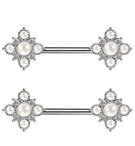 14G Pearly Poly Nipple Ring Barbell