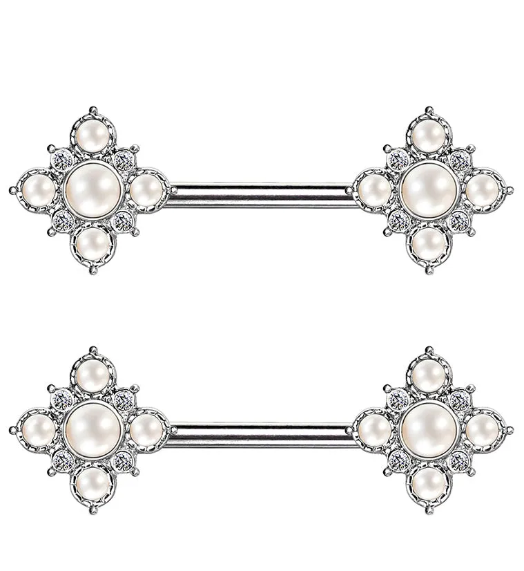 14G Pearly Poly Nipple Ring Barbell