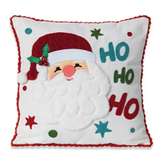 16" Fabric Holiday Snowman/Santa Design Pillow