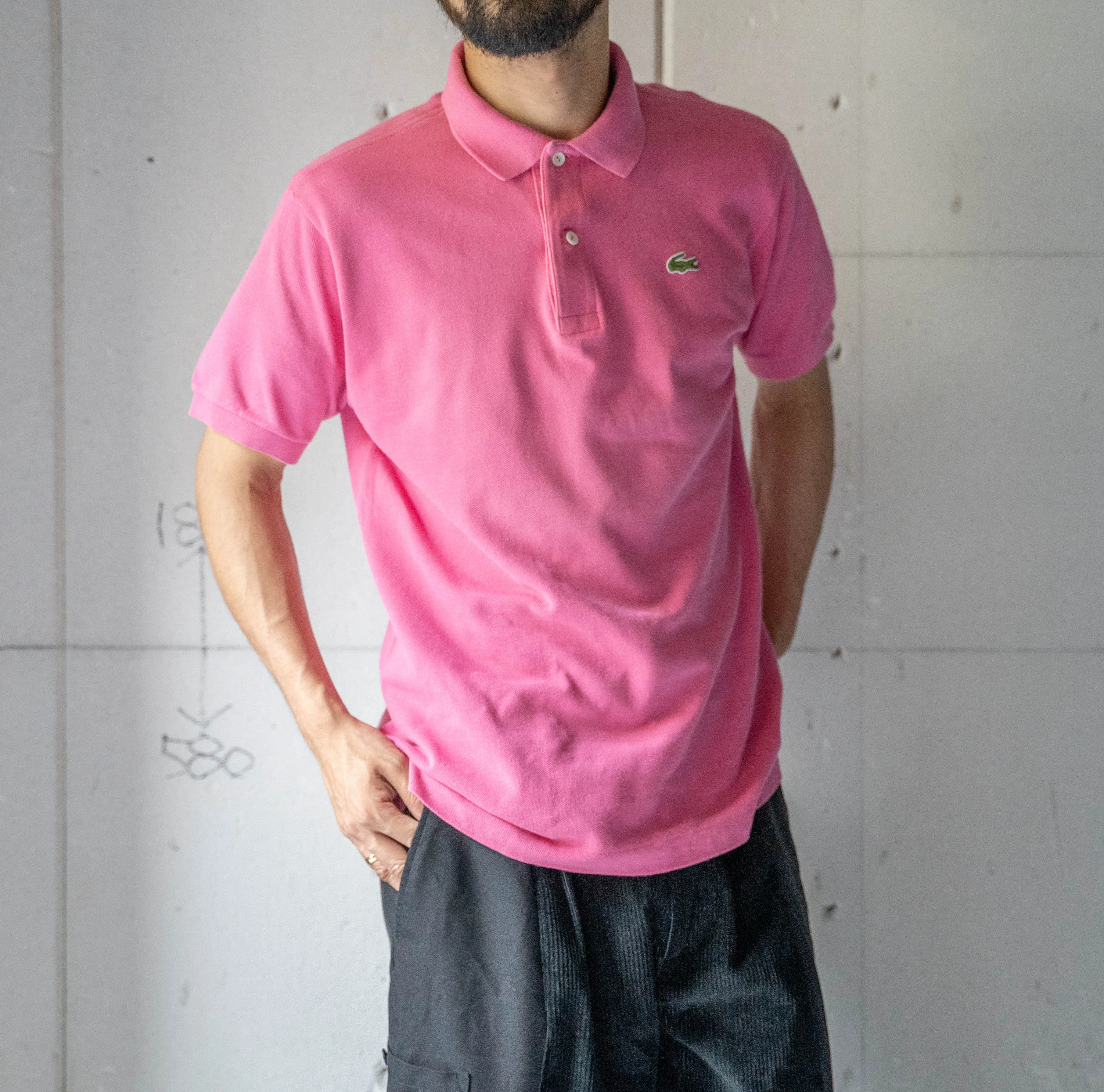 1970-80s LACOSTE pink color polo shirt 'made in France' -2