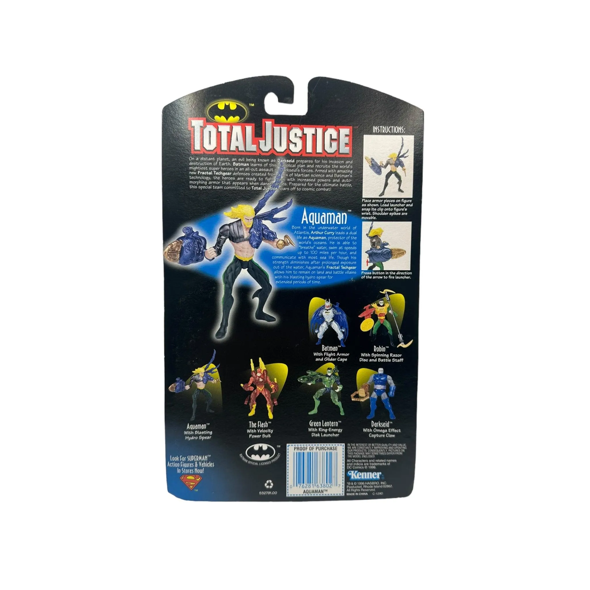 1996 KENNER TOTAL JUSTICE AQUAMAN AF (YELLOW BUBBLE)