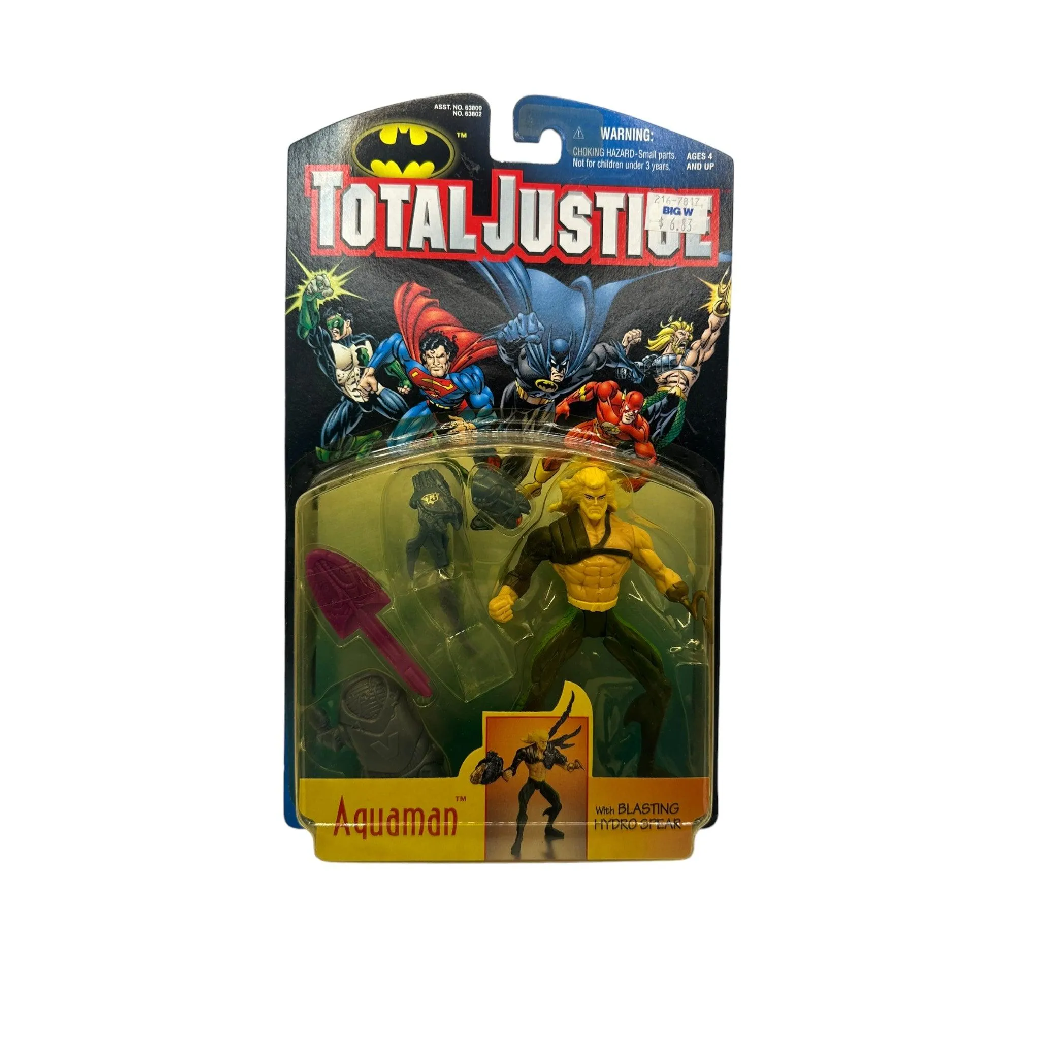 1996 KENNER TOTAL JUSTICE AQUAMAN AF (YELLOW BUBBLE)