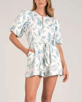 2024 Elan Palm Bubble Sleeve Romper- Tp7124