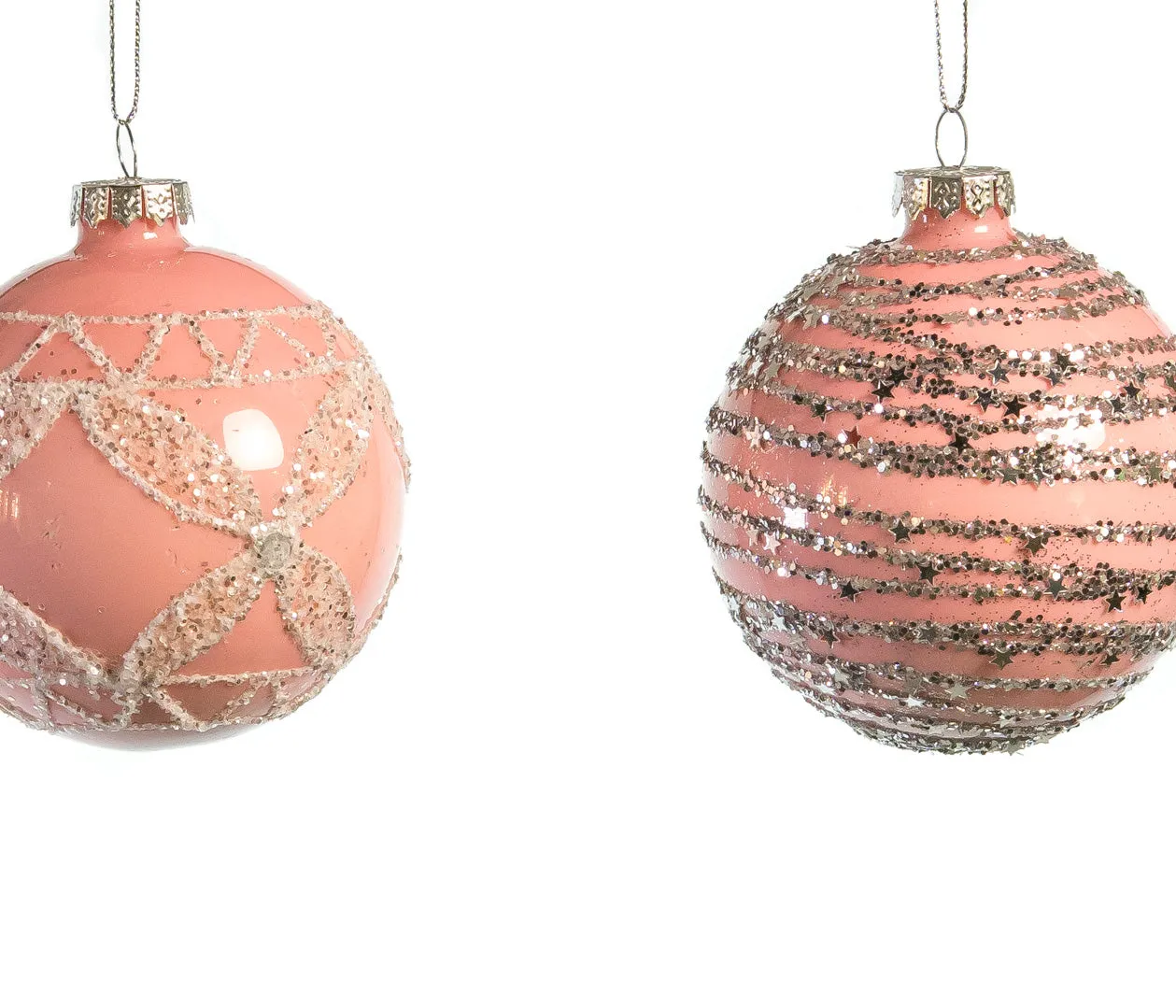 3" Pink Glass Assorted Ball Set Of 24