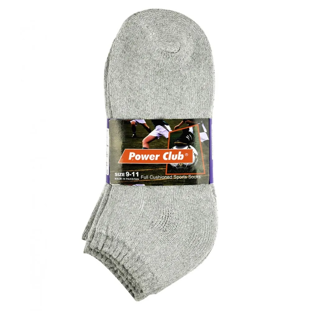 4 Pair No Show Sport Socks Men Cushioned Crew Athletic Basketball Size 9-11 Grey