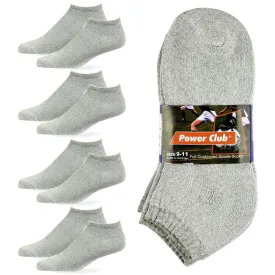 4 Pair No Show Sport Socks Men Cushioned Crew Athletic Basketball Size 9-11 Grey