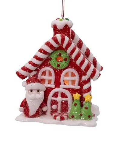 4" Battery Operated LED Candy House Ornament