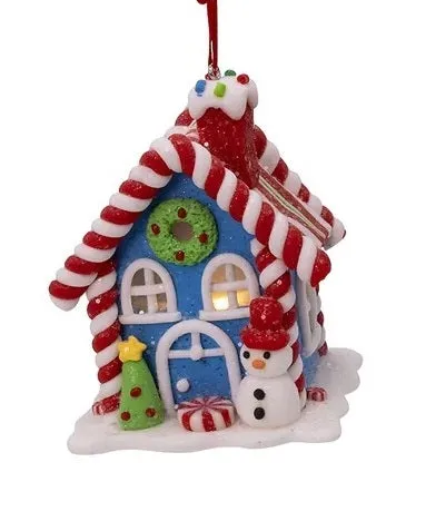 4" Battery Operated LED Candy House Ornament