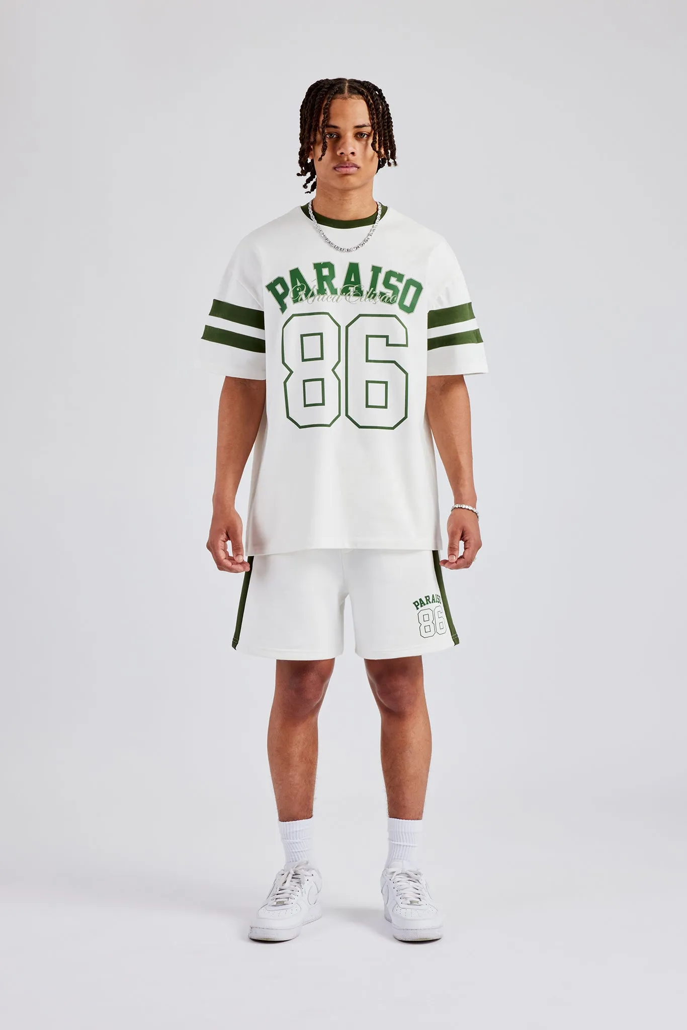 86 Varsity Skater T-Shirt & Short Set - Off White