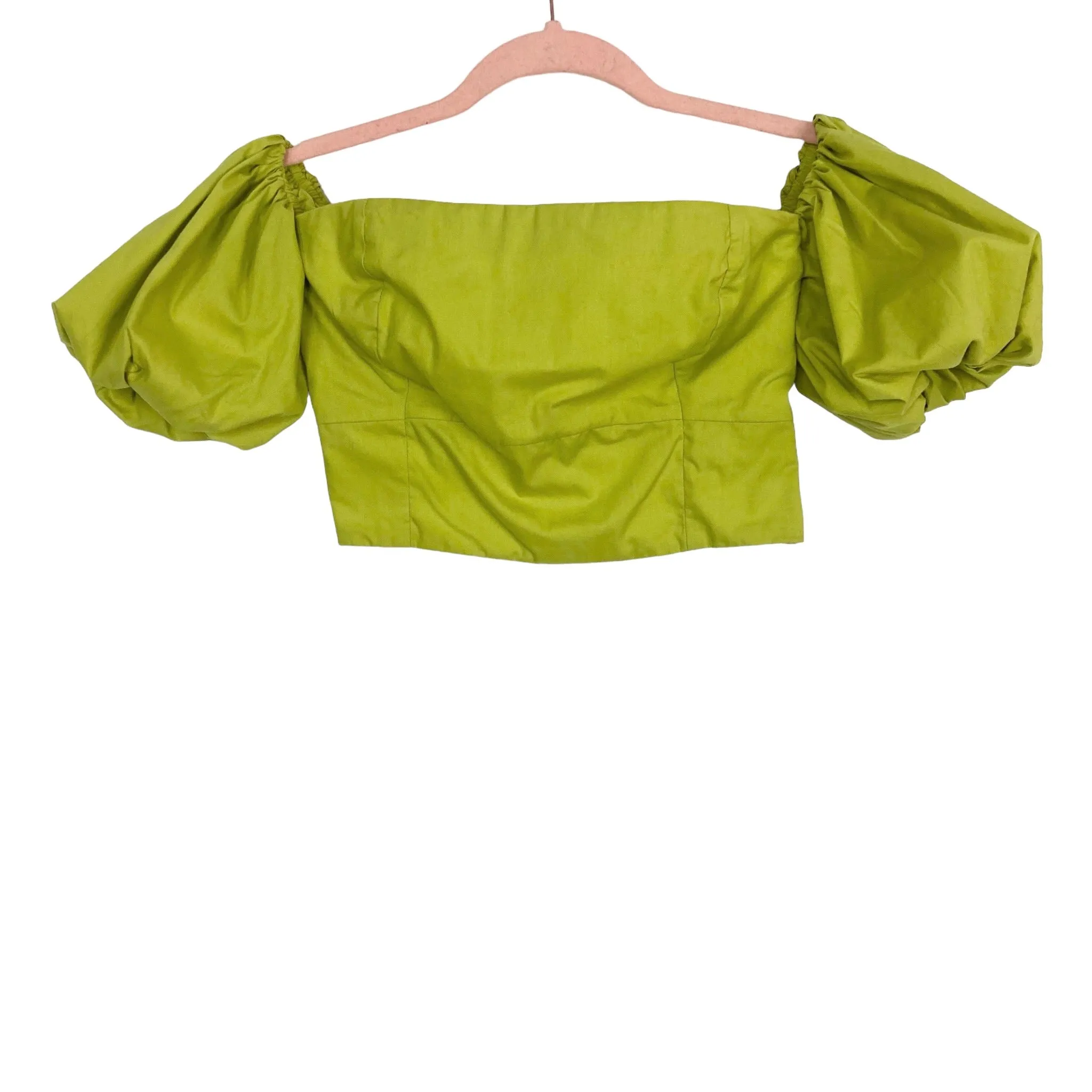 Abercrombie & Fitch Chartreuse Poplin Off the Shoulder Cropped Top- Size S (sold out online, see notes)