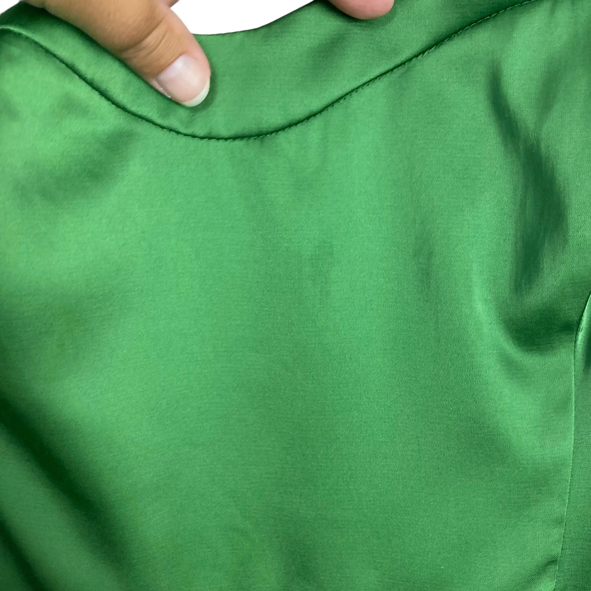 Abercrombie & Fitch Green Satin Smocked Back Front Slit Dress- Size XL (see notes)