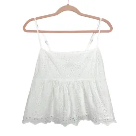 Abercrombie & Fitch White Spaghetti Strap Eyelet Top- Size M
