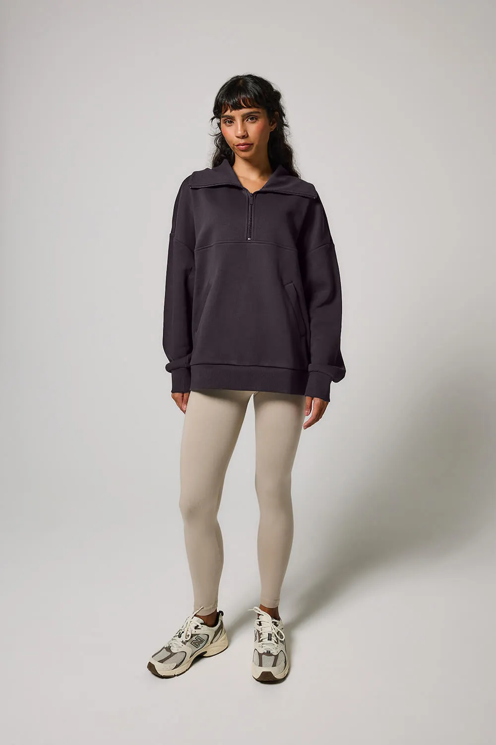 ALL SZN Organic Oversized 1/4 Zip Sweatshirt - Shadow Grey