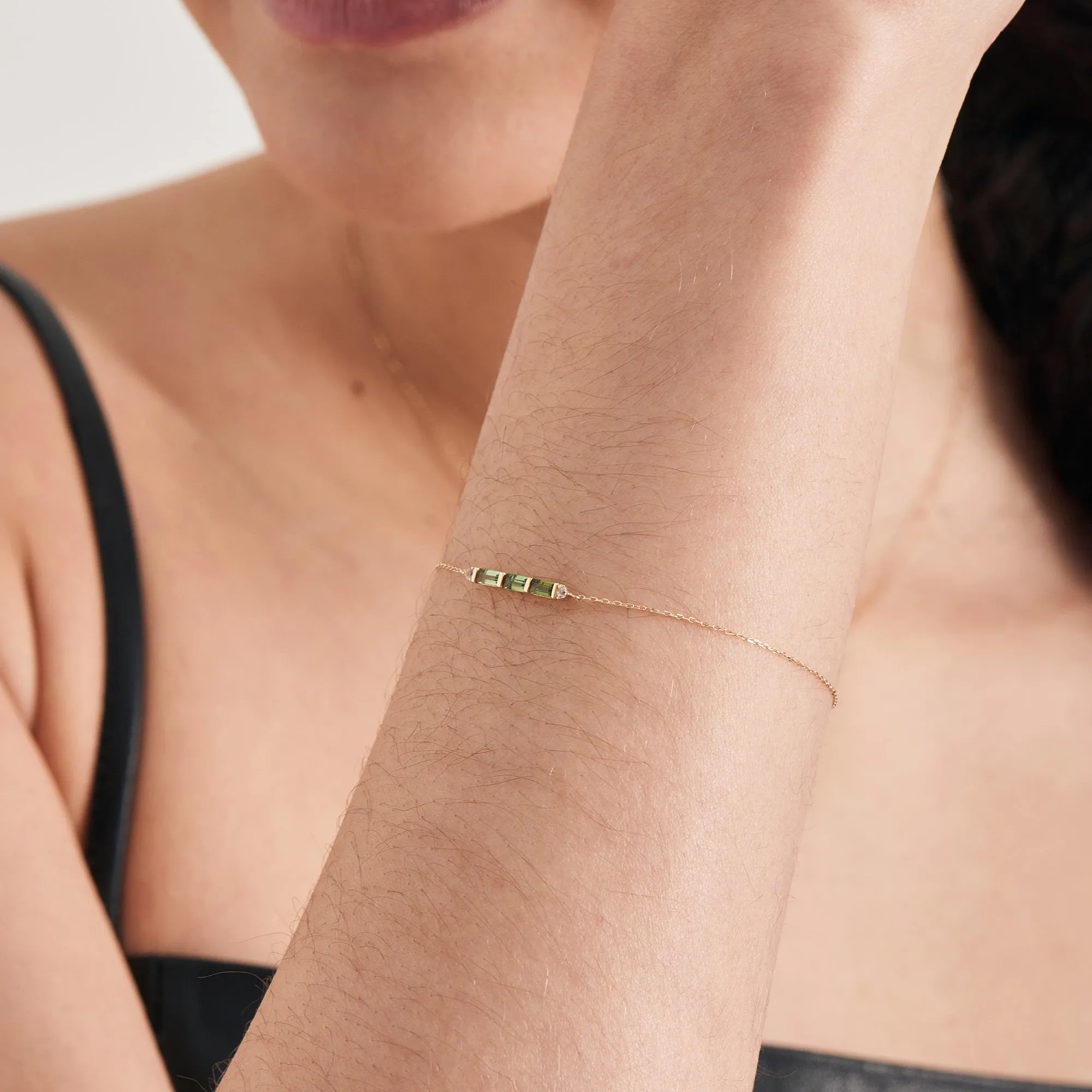 Ania Haie 14kt Gold Tourmaline and White Sapphire Bar Bracelet
