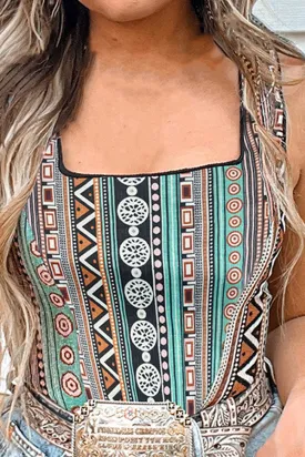 Aztec Print Square Neck Tank