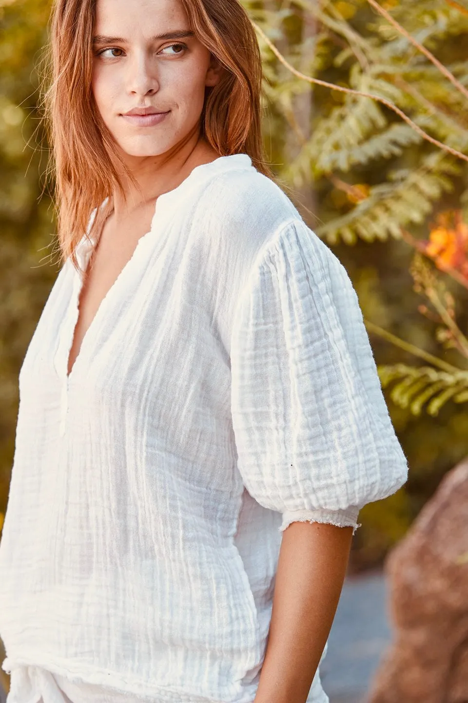 Biarritz Double Gauze Puff Sleeve Top