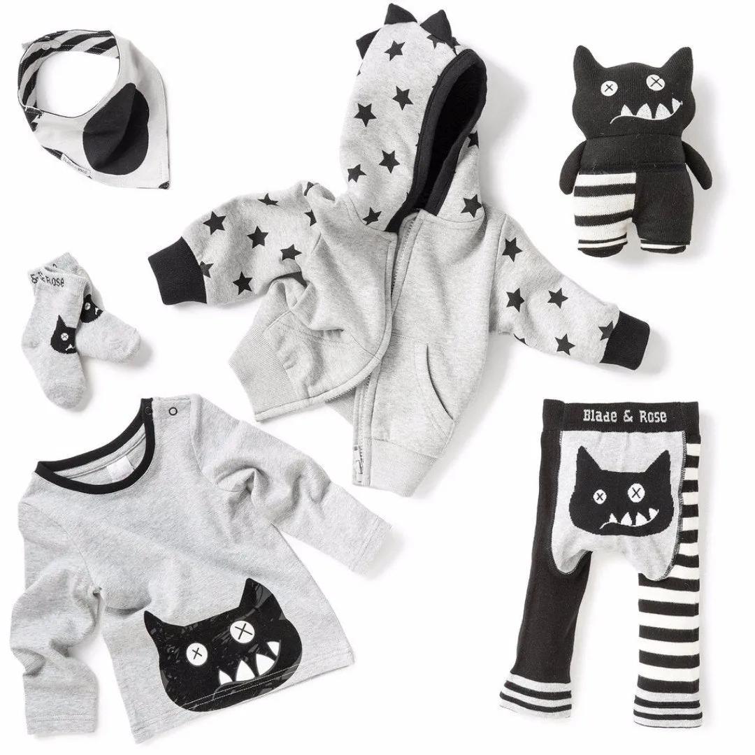 Blade and Rose Crazy Cat Cotton/Spandex Tee 傻貓全棉彈力嬰兒長袖衫