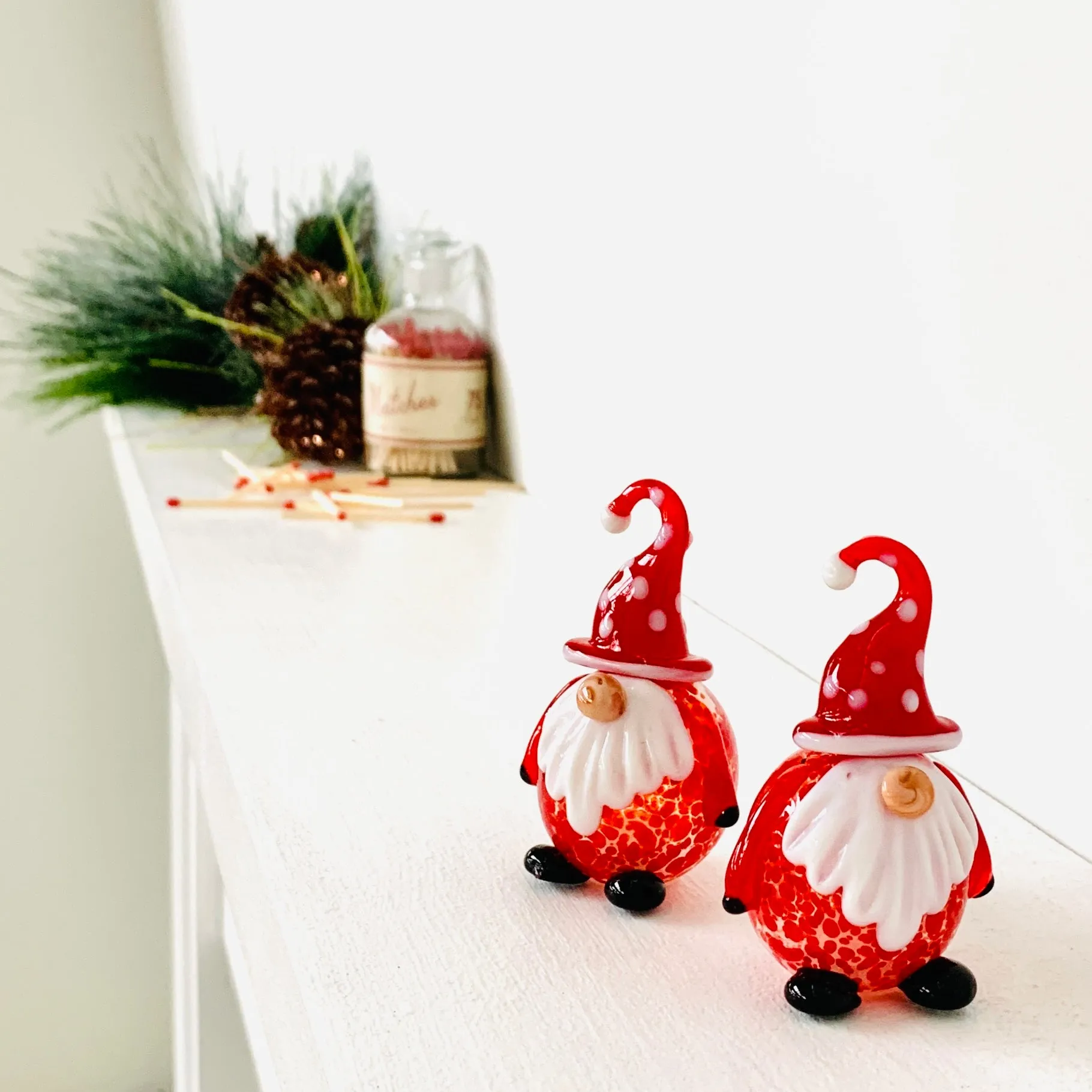 Blown Glass Salt and Pepper Shakers, Gnomes