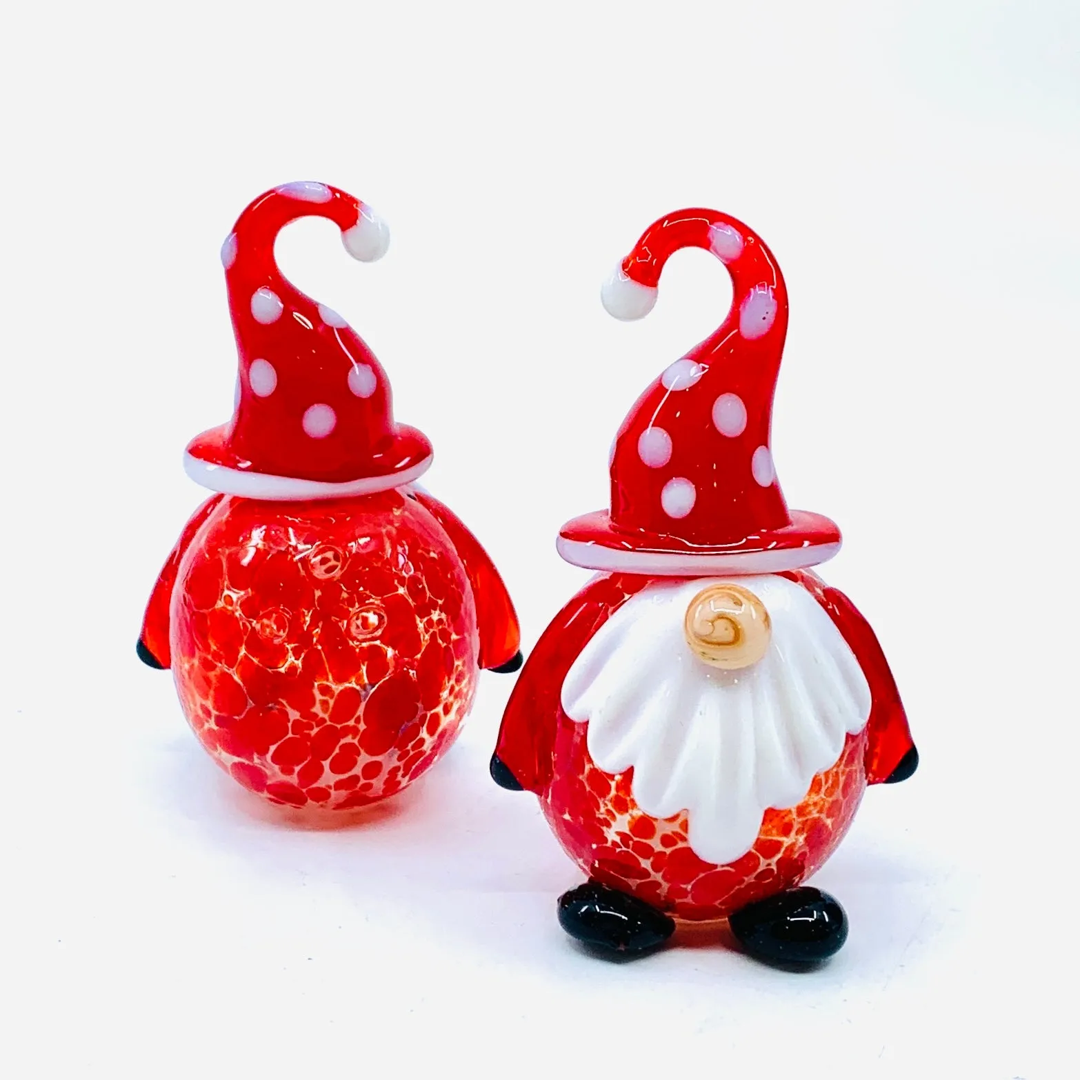 Blown Glass Salt and Pepper Shakers, Gnomes