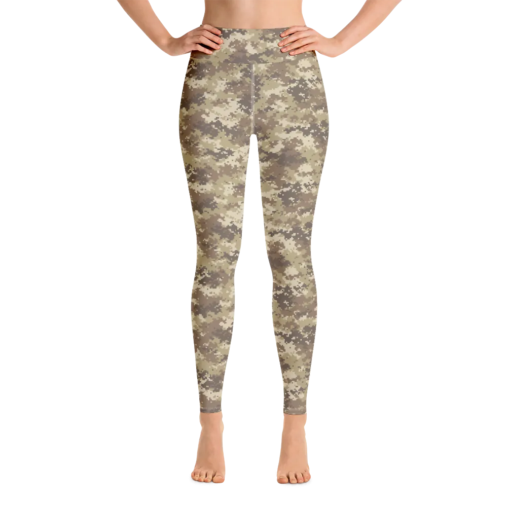 Brown Camo Pixel Yoga Pants