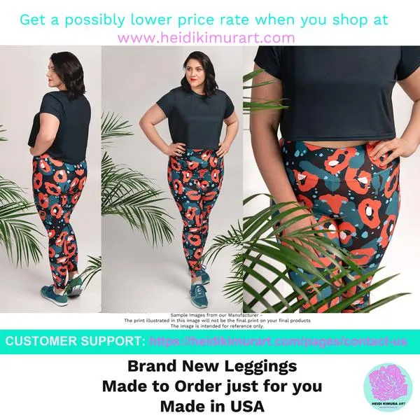 Brown Snake Print Women's Tights, Best Print Plus Size Leggings For Ladies- Made in USA/EU/MX