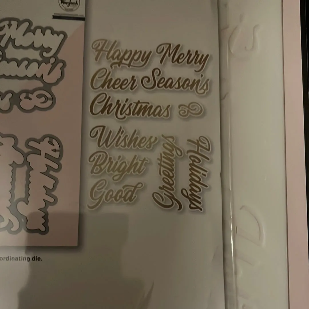 brushed holiday sentiments hot foil stencil die plate by pinkfresh