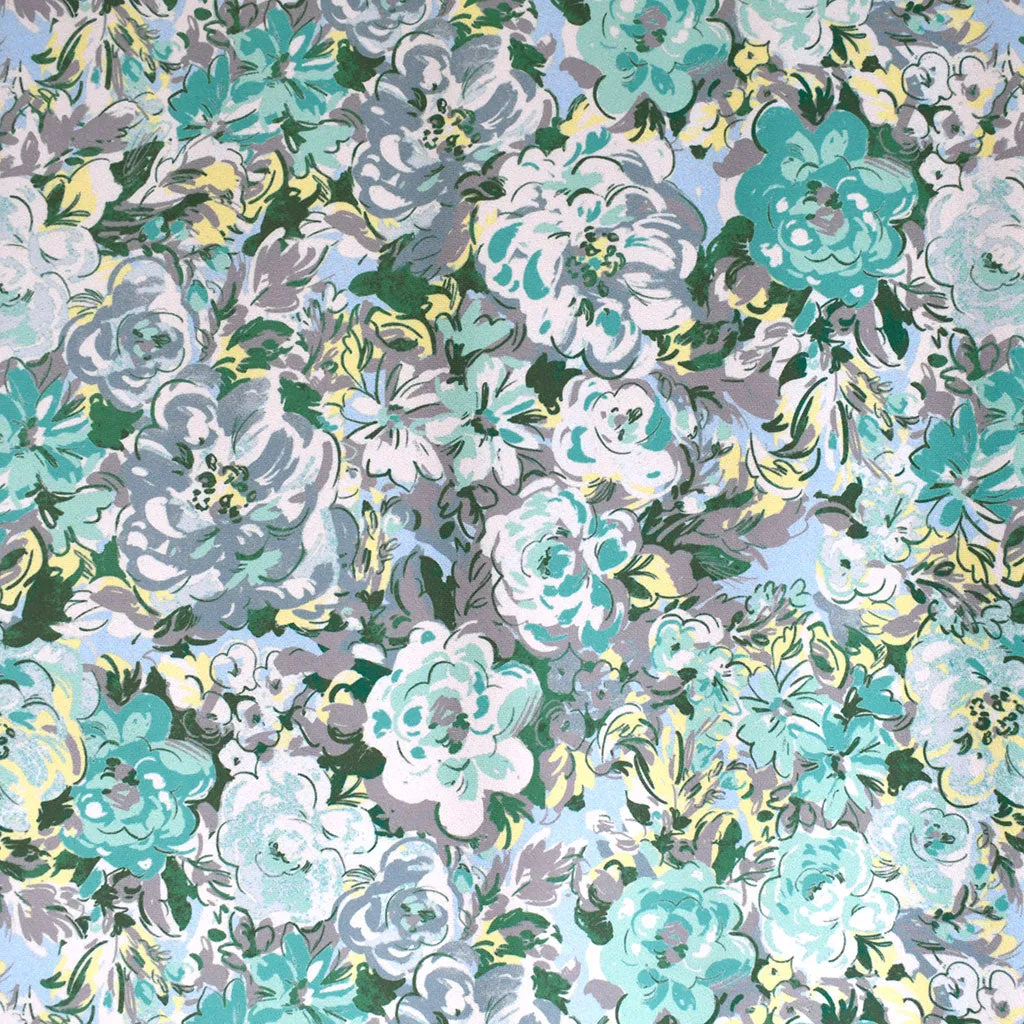 Brushstroke Floral Swimwear Knit Aqua/Grey