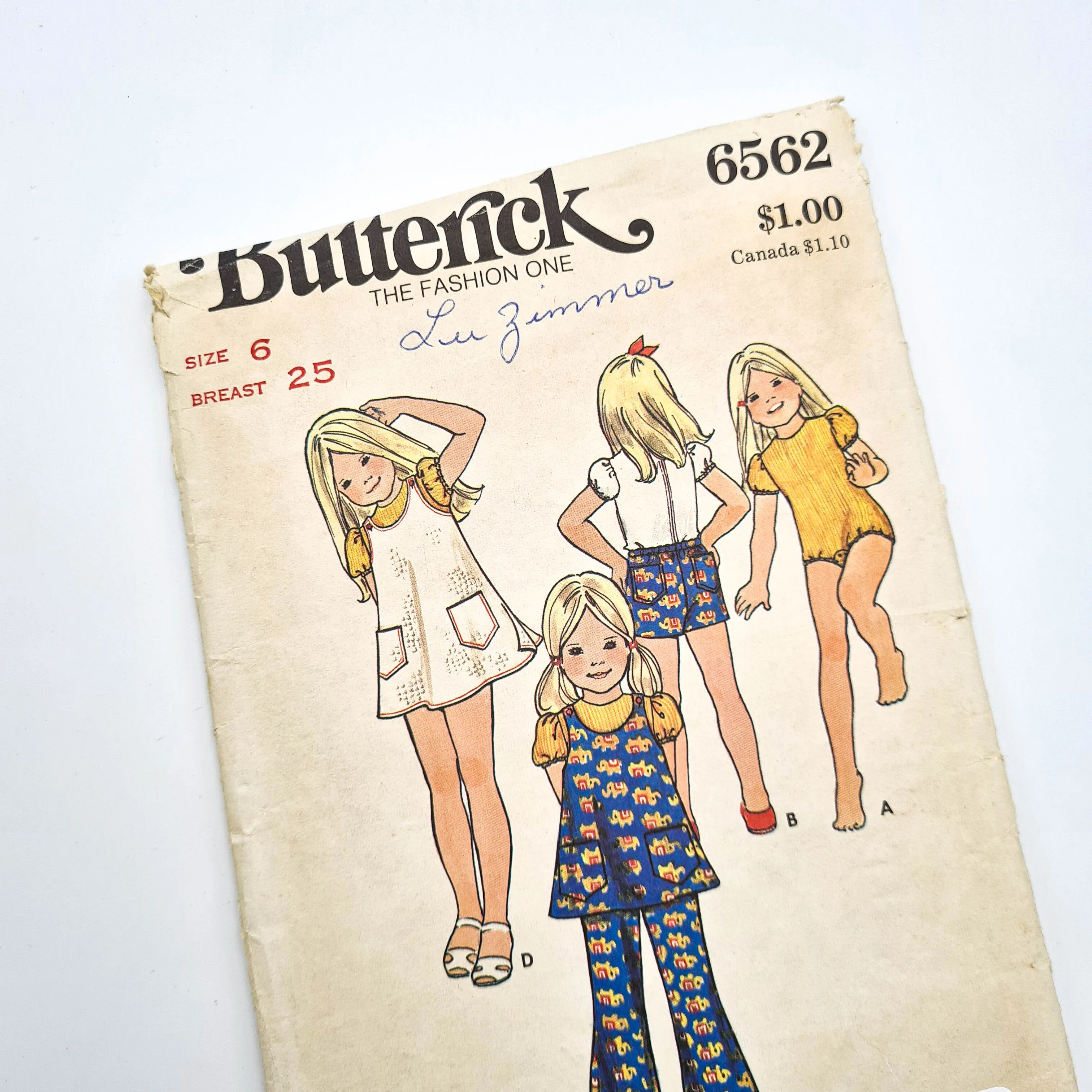 Butterick 6562 | Children's Bodysuit, Tunic, Jumper, Pants,   Shorts | Size 6