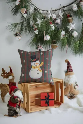 Christmas Snowman Pillow Cover, Holiday Pillow Cover, Winter Decorating