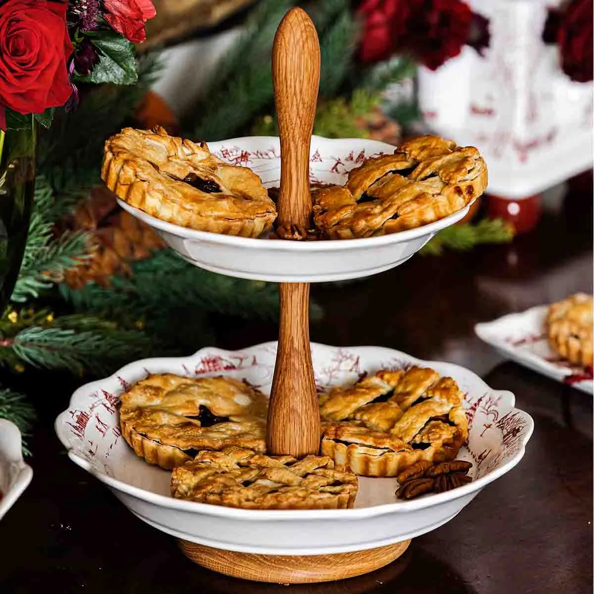 Country Estate Winter Frolic Two Tiered Server