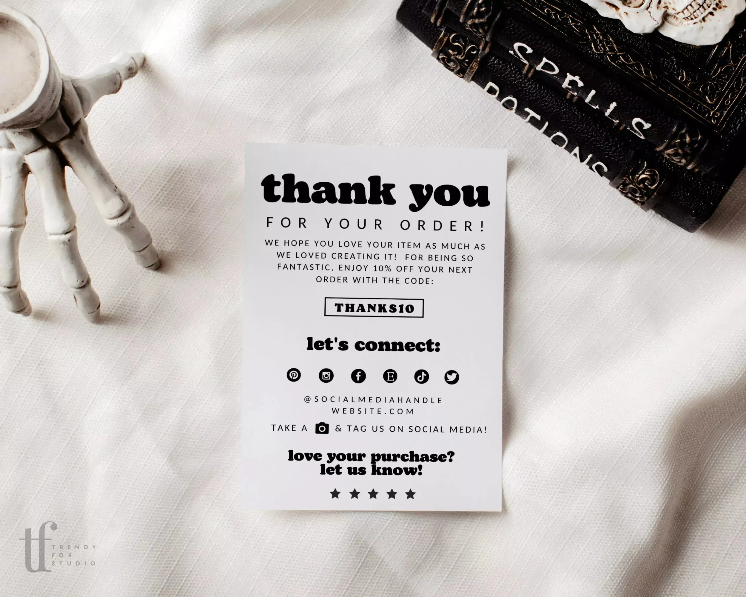Creep It Real Ghost Halloween Business Thank You Card Canva Template