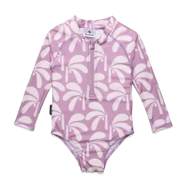 Cry Wolf Long Sleeve Swimsuit Lilac Palms