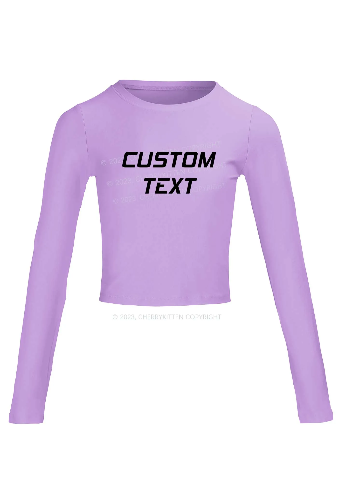 Custom Personalized Text Long Sleeve Crop Top Cherrykitten