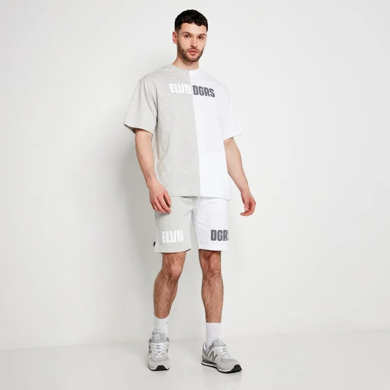 Cut & Sew Relaxed Fit Sweat Shorts - White / Grey Marl