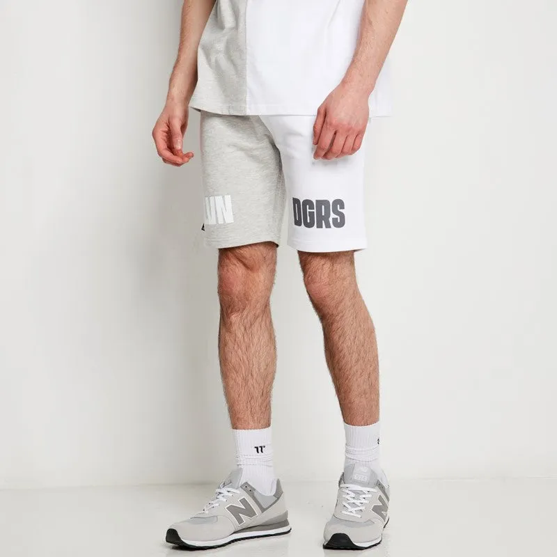 Cut & Sew Relaxed Fit Sweat Shorts - White / Grey Marl