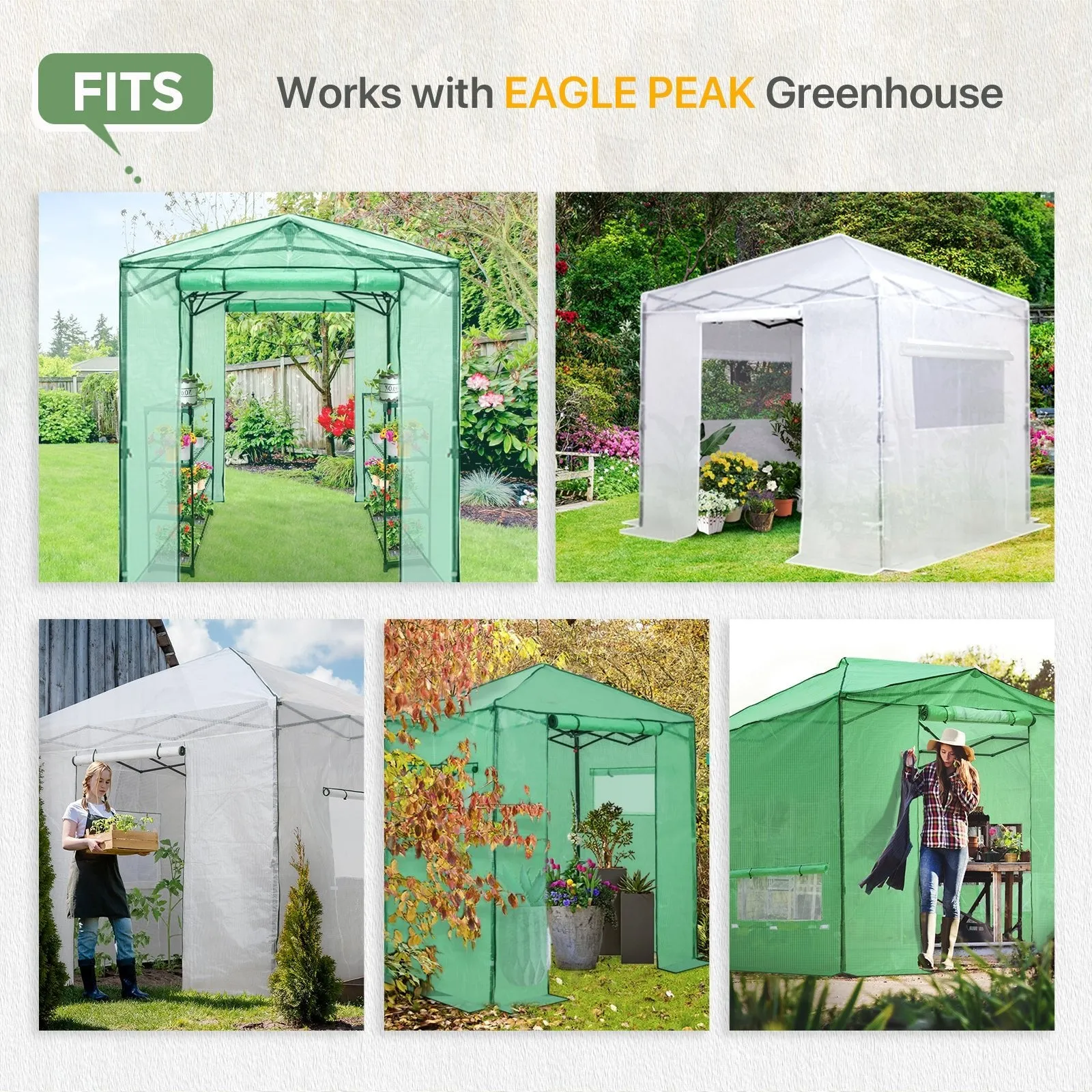EAGLE PEAK Greenhouse Shelving Staging Double 4 Tier, Outdoor / Indoor Plant Shelves, 30" x 12" x 42", Green