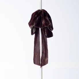 Espresso Brown Raw Edge Silk Velvet Velvet Lux Drape Loop Bow