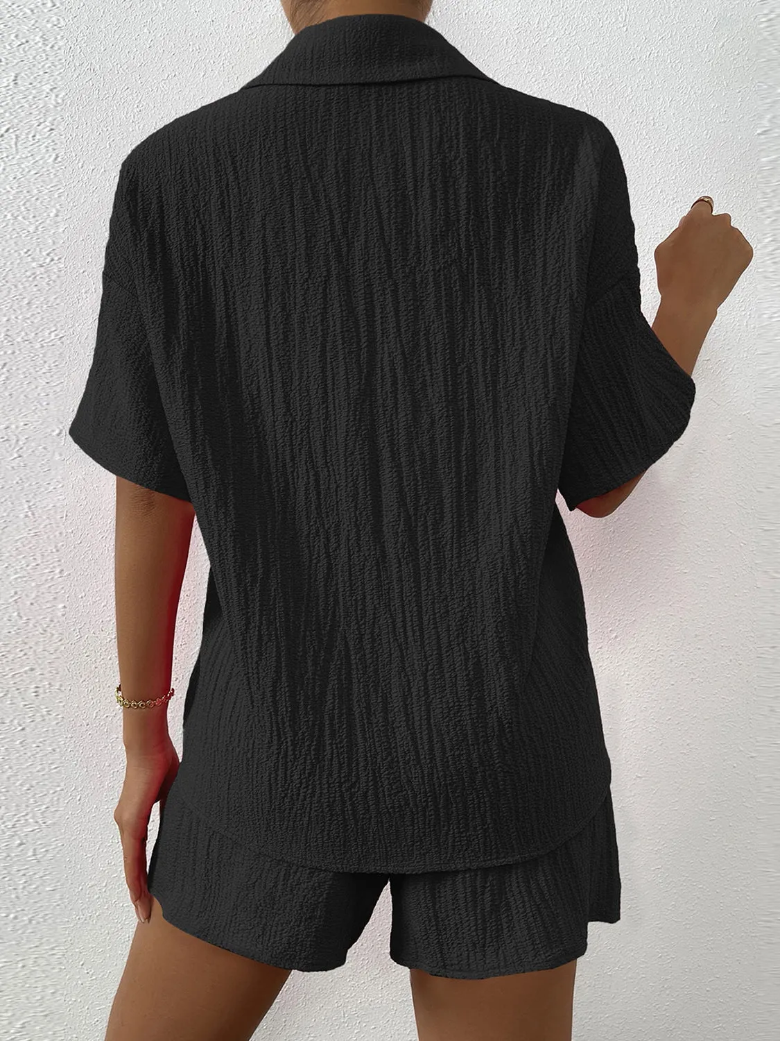 Explore More Collection - Button Up Half Sleeve Top and Shorts Set