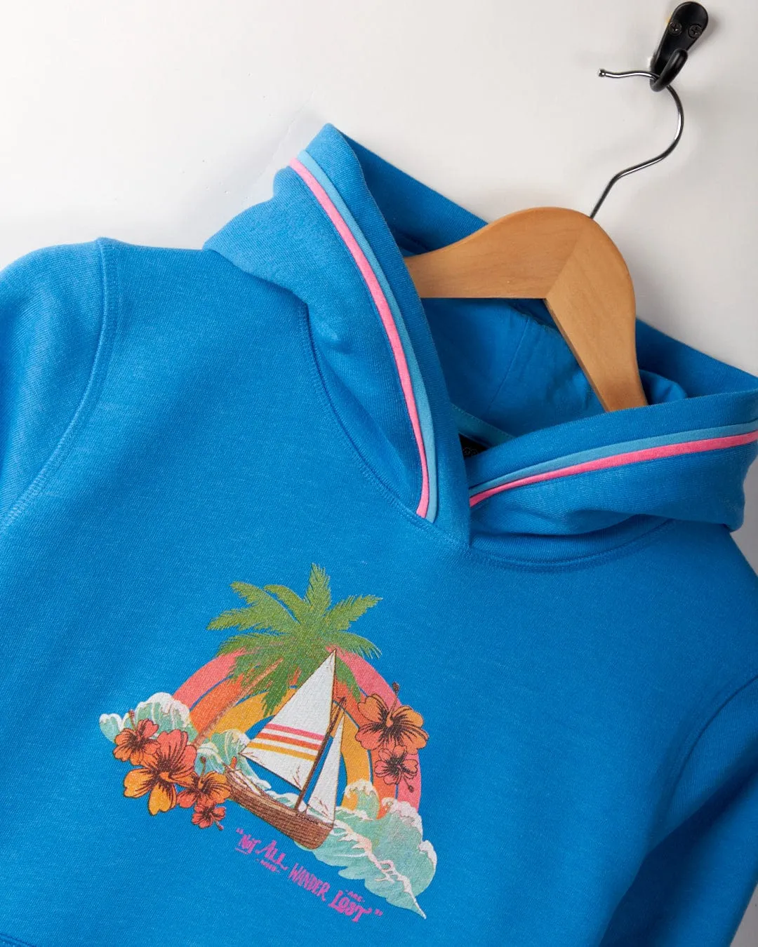 Floral Lost Ships - Kids Recycled Pop Hoodie - Blue