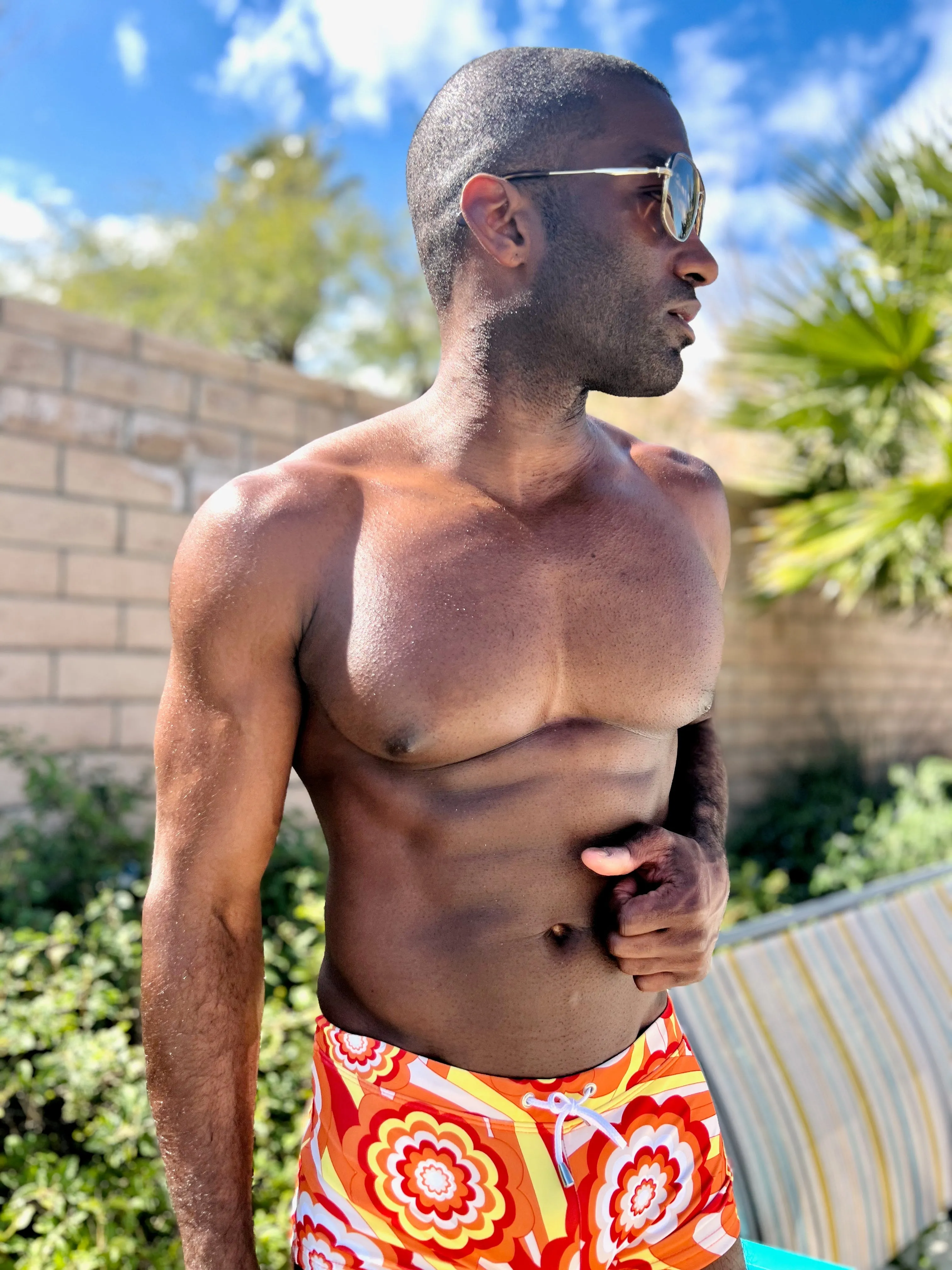 flower power blossom swim trunk