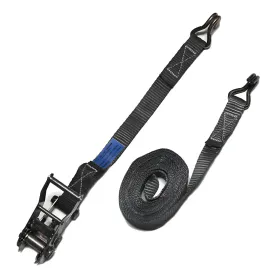 FT Black Cargo Control Strap with Double J-Hook and Short Ratchet Tail