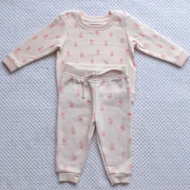 Girls tracksuit - Pink with designs 2-3yrs