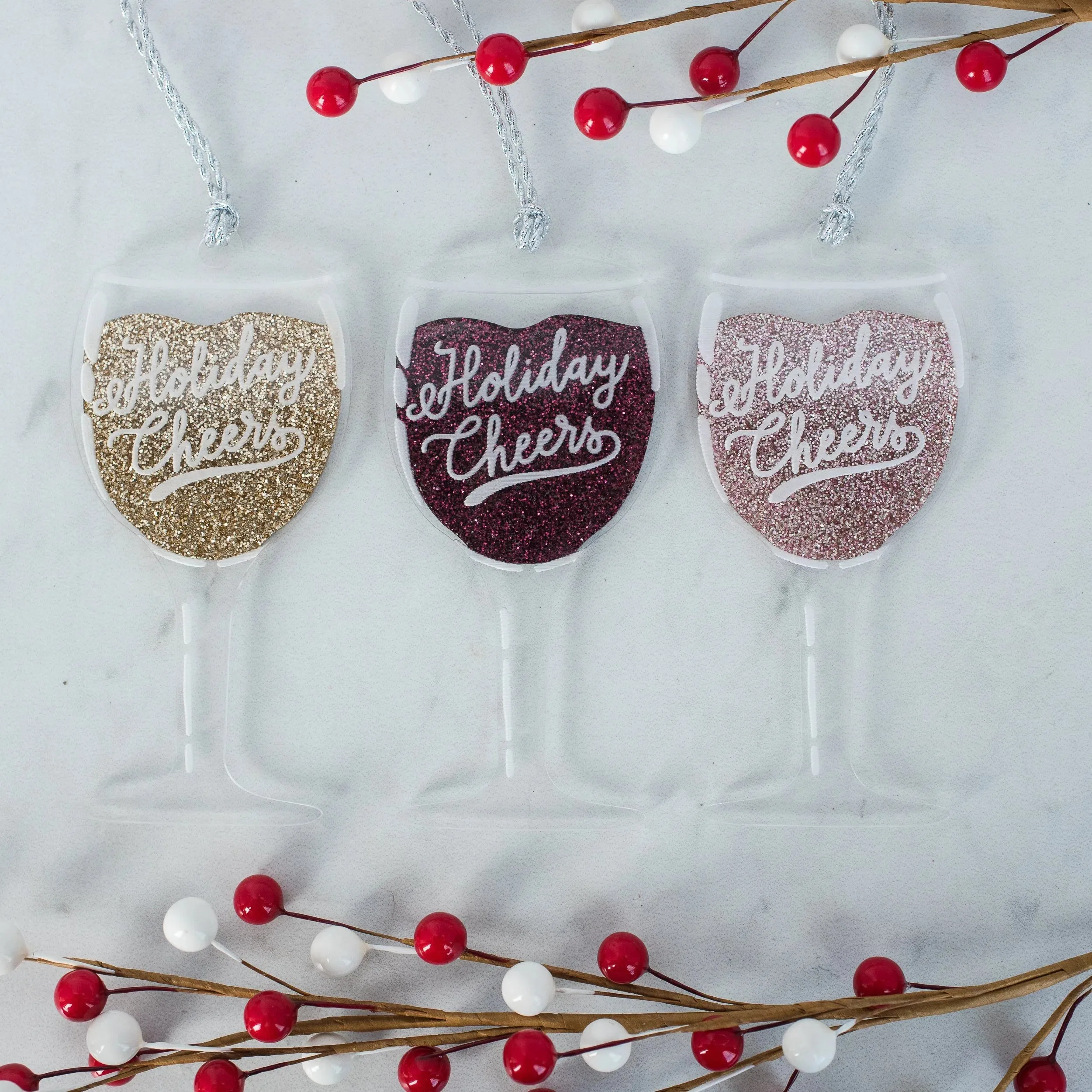 Holiday Cheers Wine Ornament - 3 Varieties