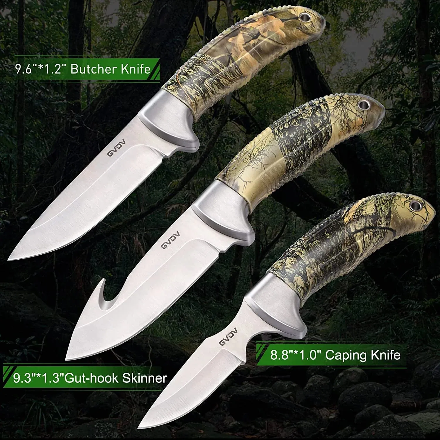 Hunting Knife Set, GVDV Field Dressing Gear Accessories Set for Hunting, Fishing, Camping, 14 Pieces