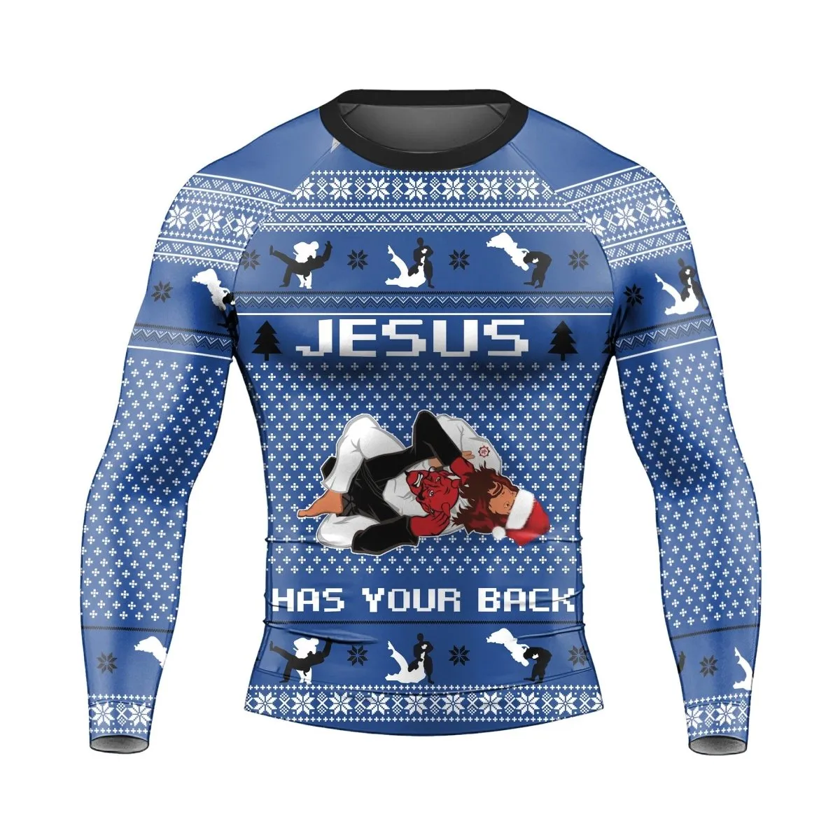 Jesus Santa Choking Long Sleeve Rash Guard