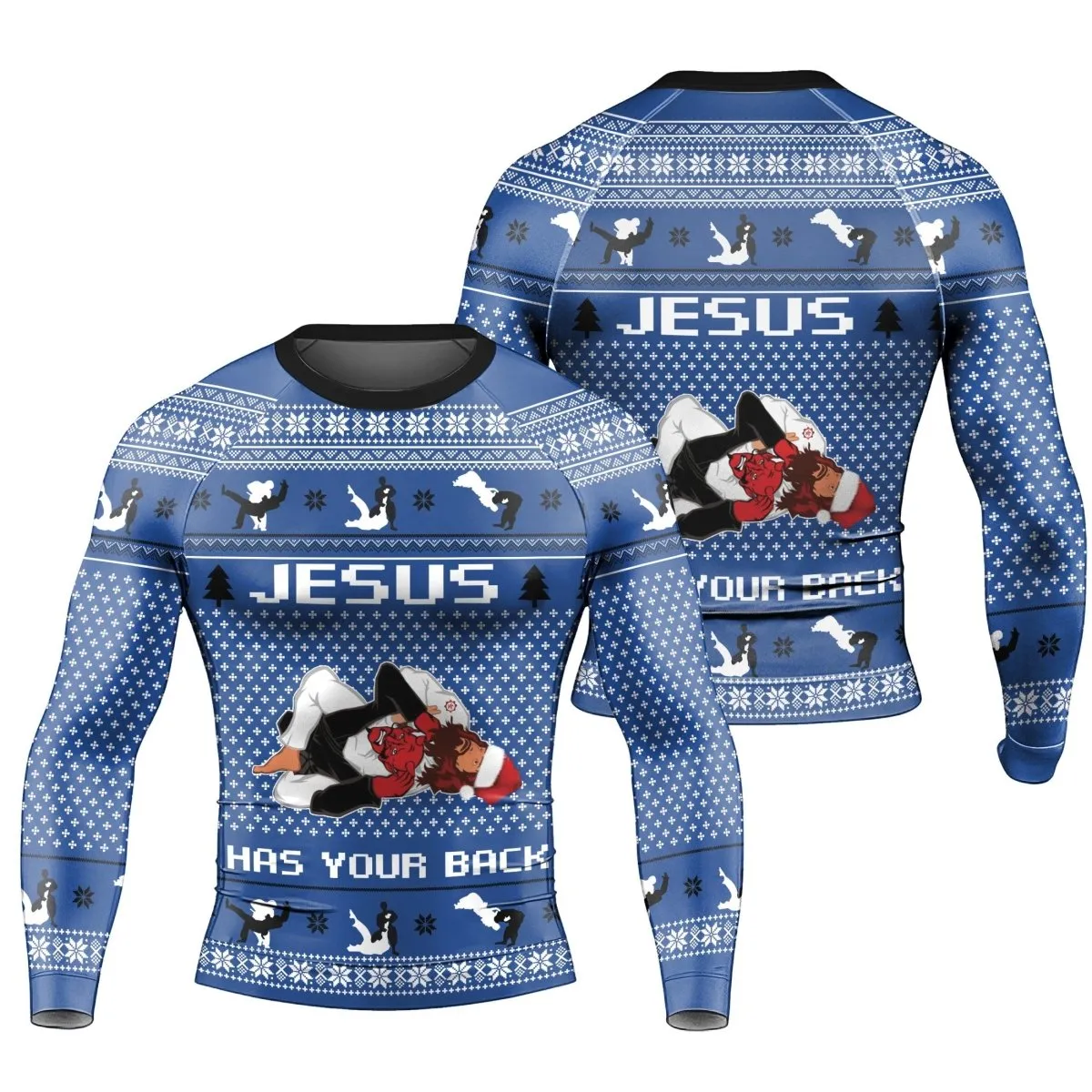 Jesus Santa Choking Long Sleeve Rash Guard