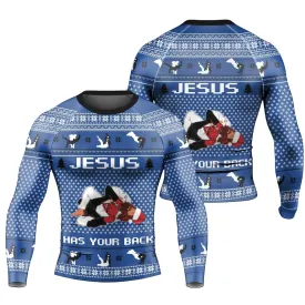 Jesus Santa Choking Long Sleeve Rash Guard