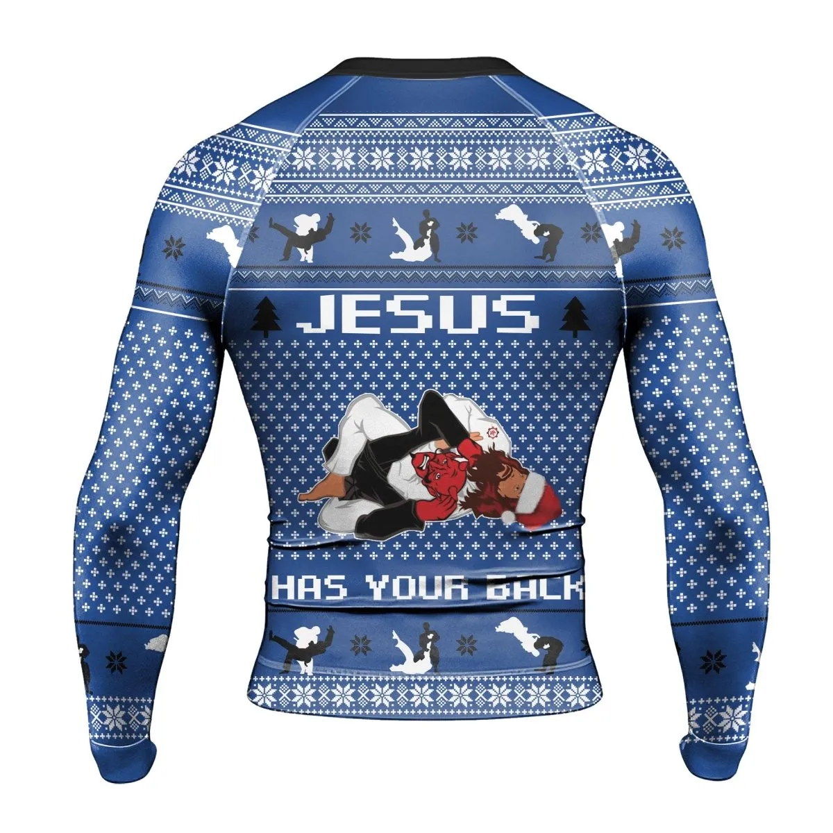 Jesus Santa Choking Long Sleeve Rash Guard