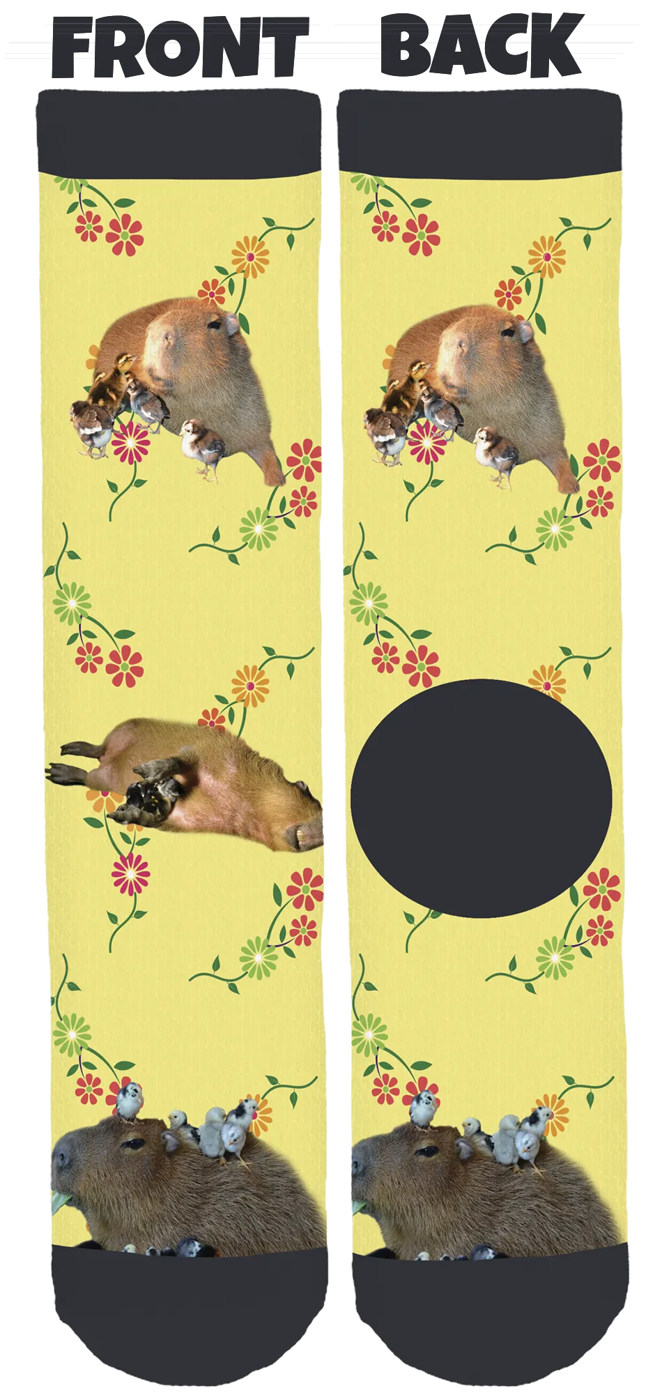 JoeJoe the Capybara Yellow Spring Crew Socks